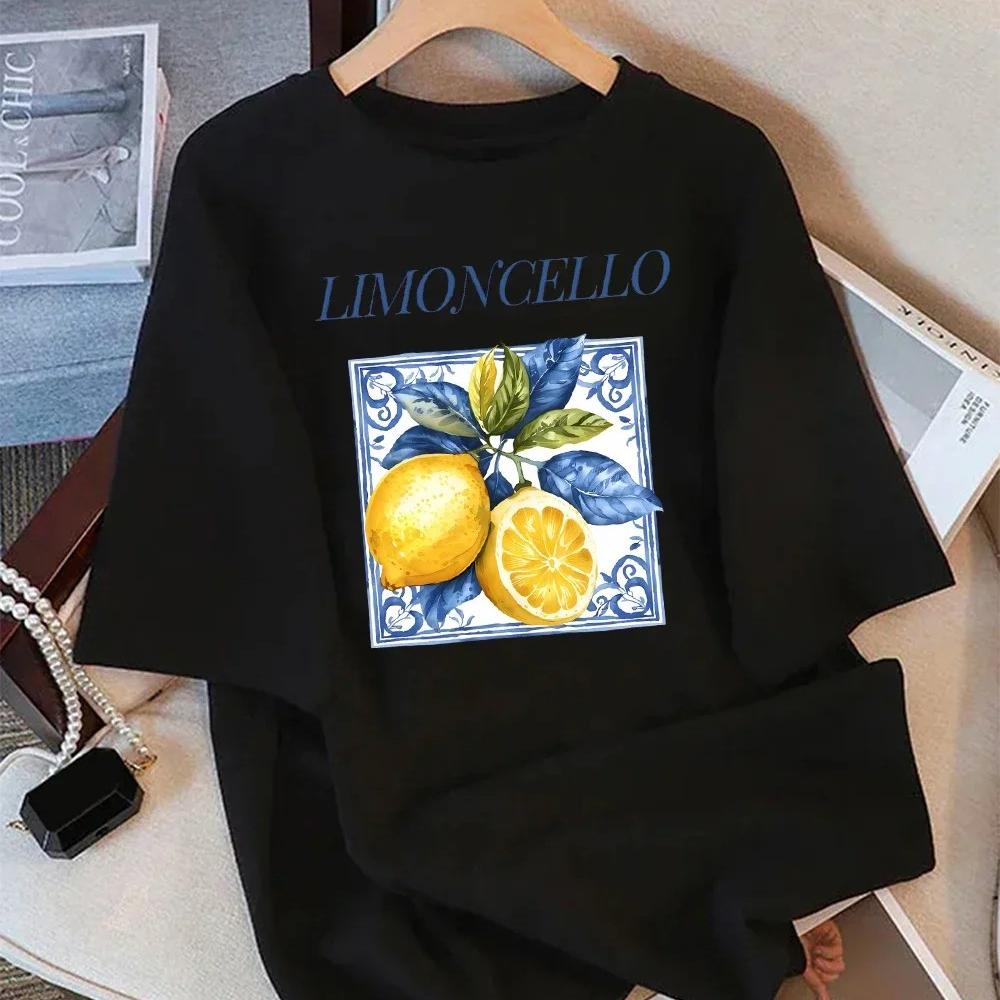 Lemons Fruit Market Creative Print Women T Shirts O-Neck T-Shirt Summer Clothes All-Match Comfortable Streetwear