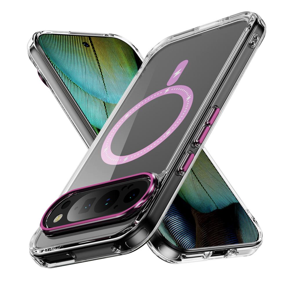 Applicable to Google Pixel9Pro transparent phantom magnetic mobile phone case pixel8A metal button anti-drop protective case