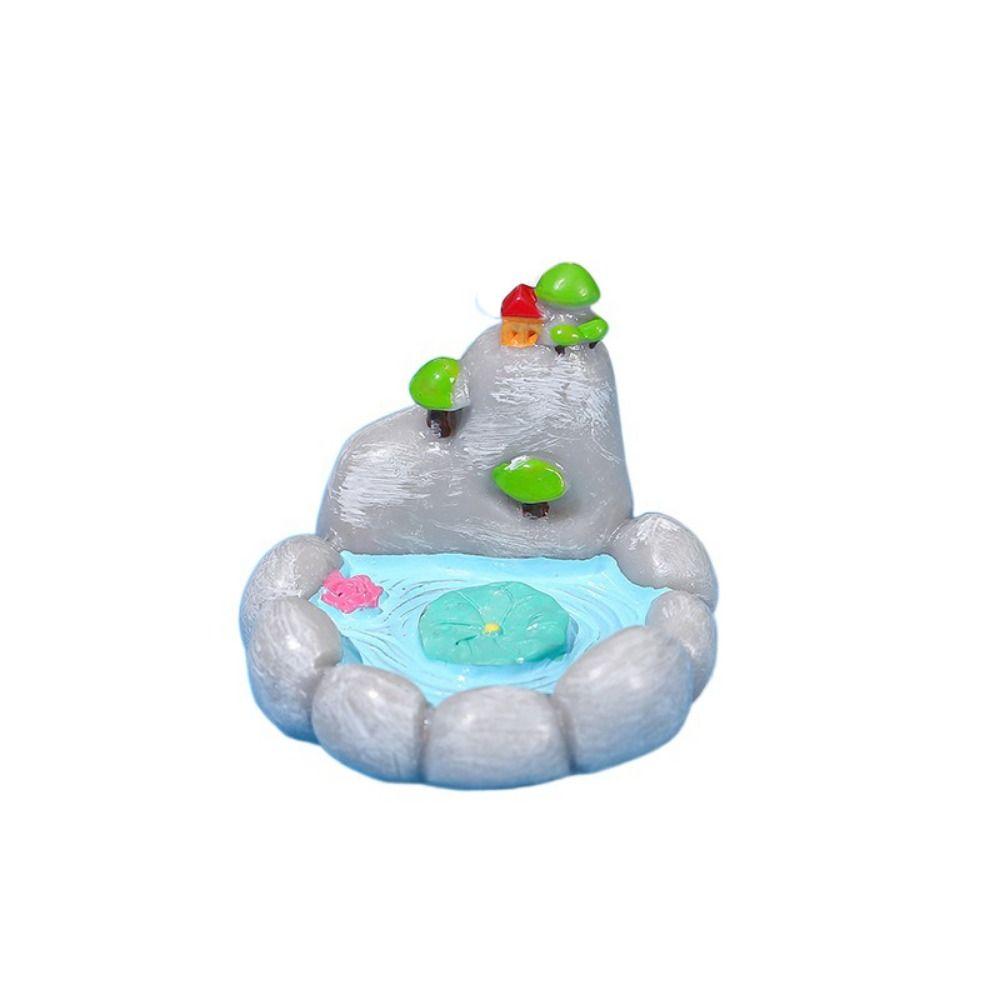 Simulation Lotus Pond Lotus Pond Miniatures Cute Resin Craft Cartoon DIY Outdoor Courtyard Garden Home Decor Small Creative