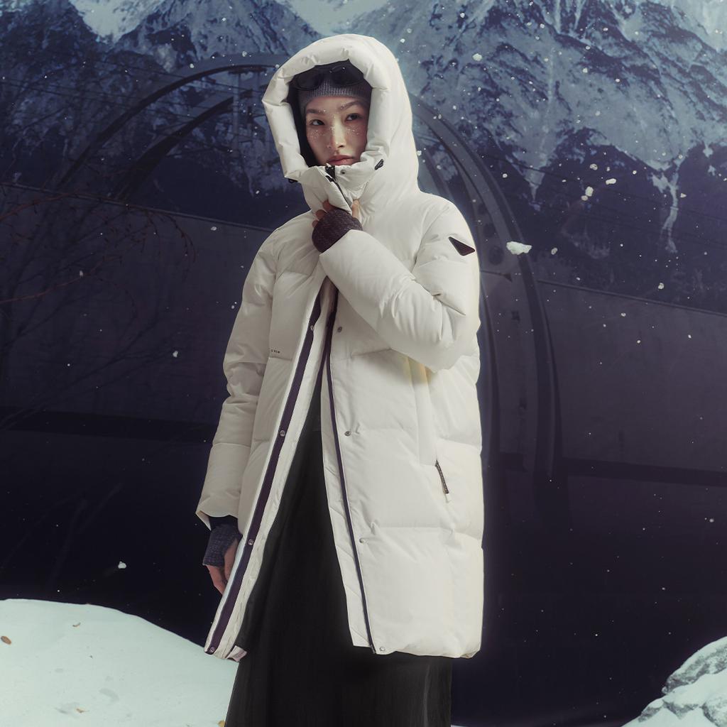 Li Ning Hot Pot Down Jacket Series Sports Fashion Versatile Casual Hooded Logo Letter Down Jacket Women outerwear AYMV406-1