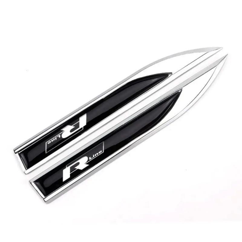 1 Pair 3D Metal R Badge Car Sticker Accessories Fender Emblem Sticker For Volkswagen VW Polo Golf 6 Passat B6 T5 TSI