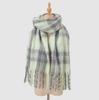 Autumn and winter wool plaid scarf women's high-end imitation cashmere versatile simple warm thickened fringed scarf