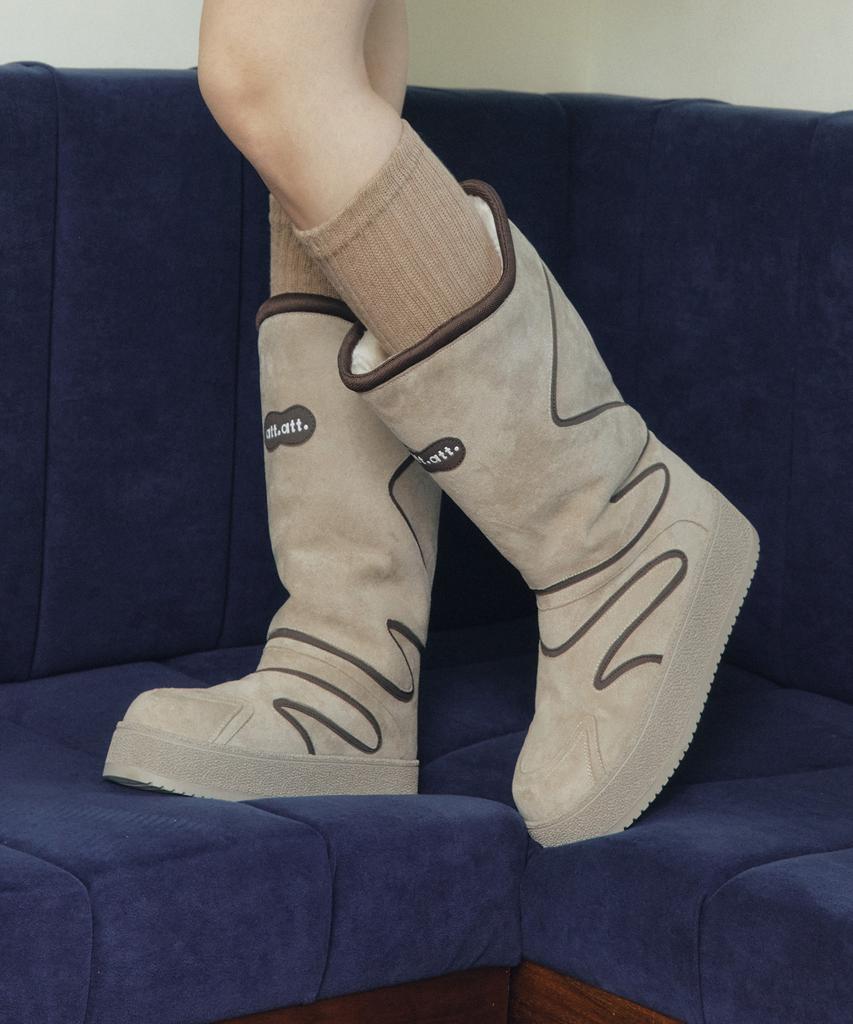 Att Wave Stitch Fur Mid Boots (Att4001)