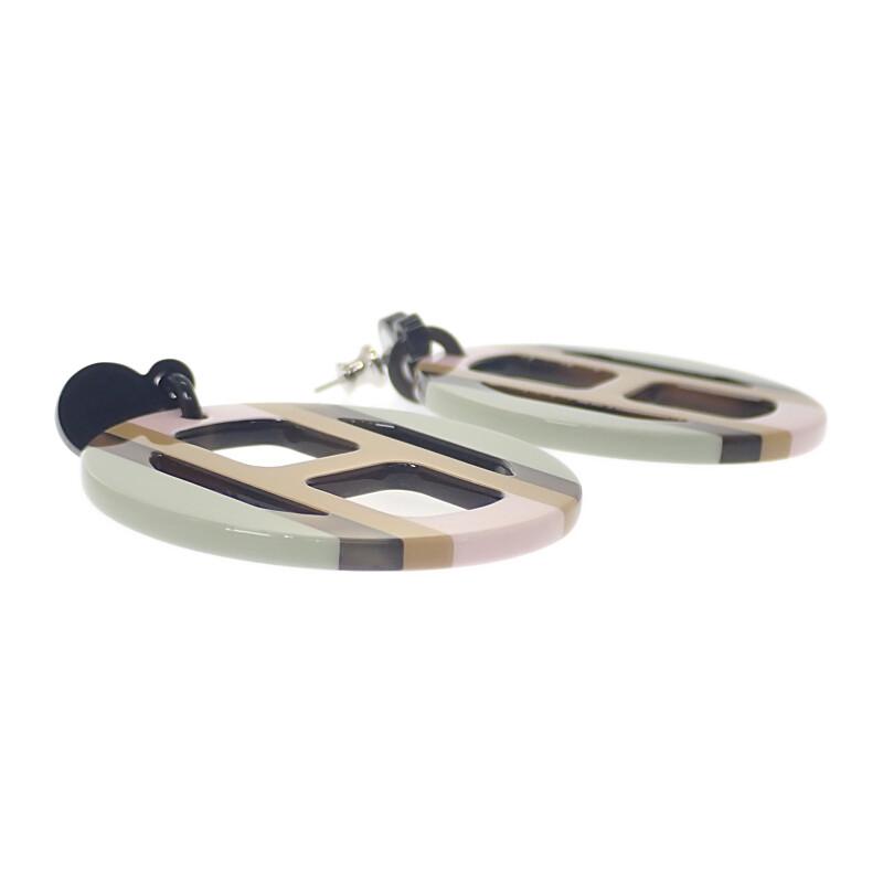 HERMES  H057086FL  Pierce Pale Green/pink Buffalo Horn Women