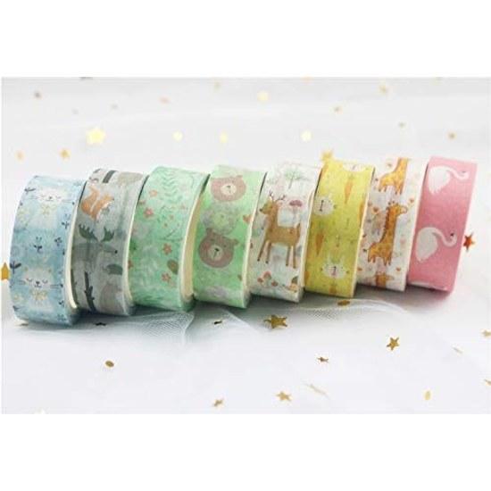 Yubbaex masking tape favorite animals children cute design 15mm width suitable gift wrapping DIY crafts notebook decoration (cute zoo 8 rolls)