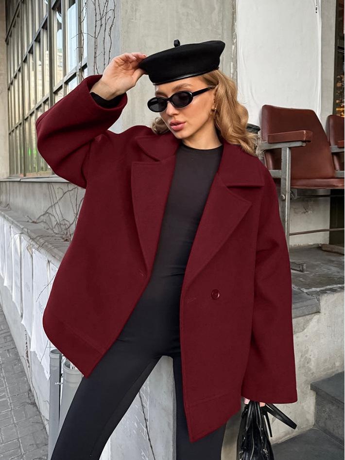 High-end Women's Autumn/Winter Woolen Coat with Versatile Waist Tie and Suit Collar