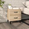 Bedside Table - Maison Exclusive - Sonoma Oak - 2 Drawers - Metal Legs