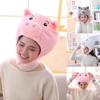 Pink Pig Shaped Cute Short Plush Headwear Photo Props Pig Hat