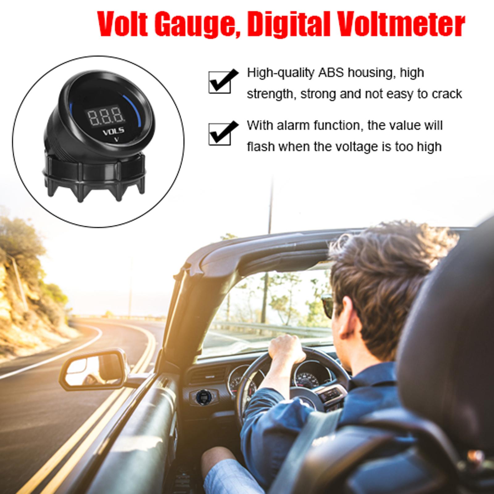 

52mm Voltmeter Voltage Gauge Car Digital Meter LED Display 8 18V with Alarm Function for Car Truck Motorcycle чорний