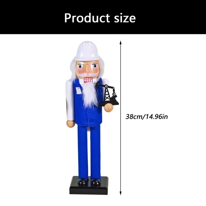 Christmas Nutcrackers Ornament Small Wooden Engineer Christmas Decorations Nutcrackers Figure Ornament for Table Shelf