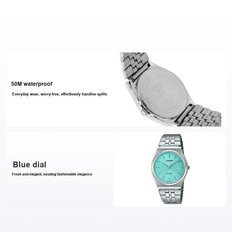 Casio Men's Blue Waterproof 50M Quartz Movet Stainless Steel Strap Watch Wo Watches Mtp-B145d-2A1