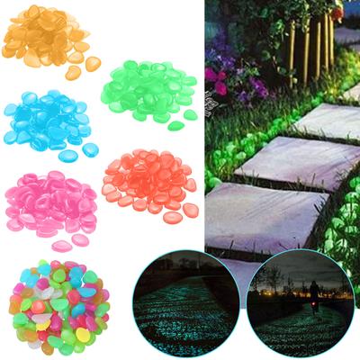 100PCS Garden Decoration Glow In The Dark Luminous Pebbles Stones Wedding