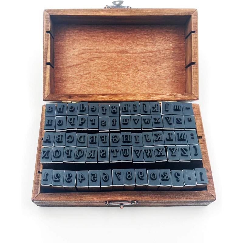 70 шт. винтажные деревянные резиновые цифры, алфавит, комбинированные буквы, набор деревянных резиновых штампов с винтажной деревянной коробкой, подарок Standard writting
