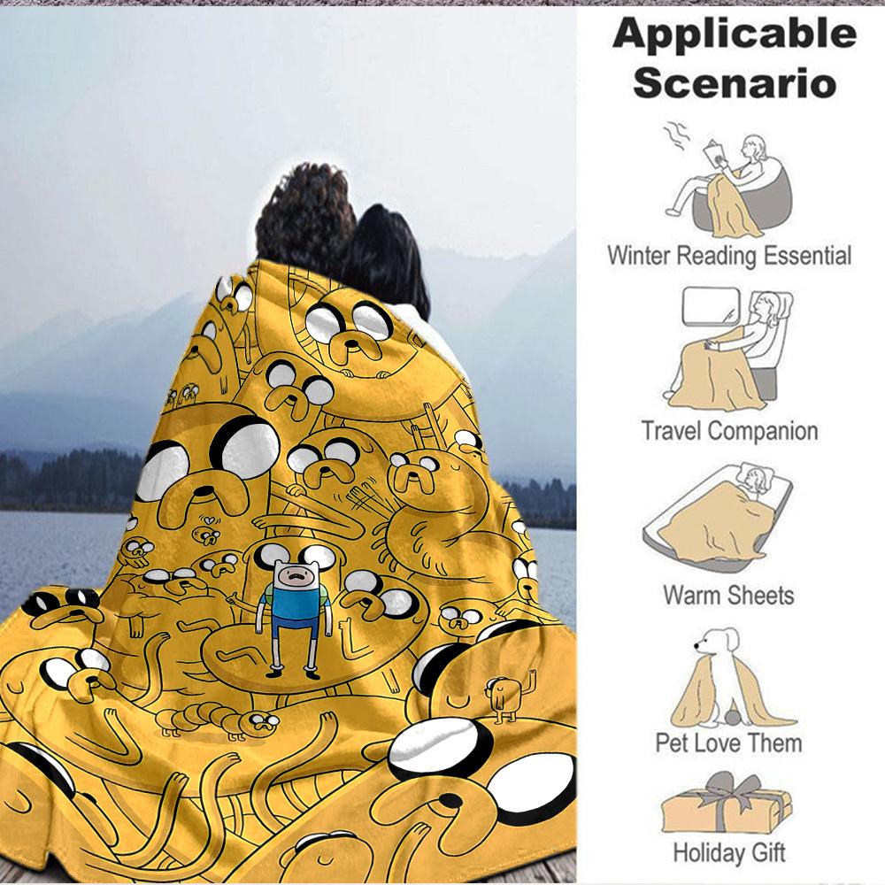1pc Adventure Time Jake Flannel Blanket, Soft Skin Friendly with Digital Printing, Various Sizes Available for Family, Friends, Birthday