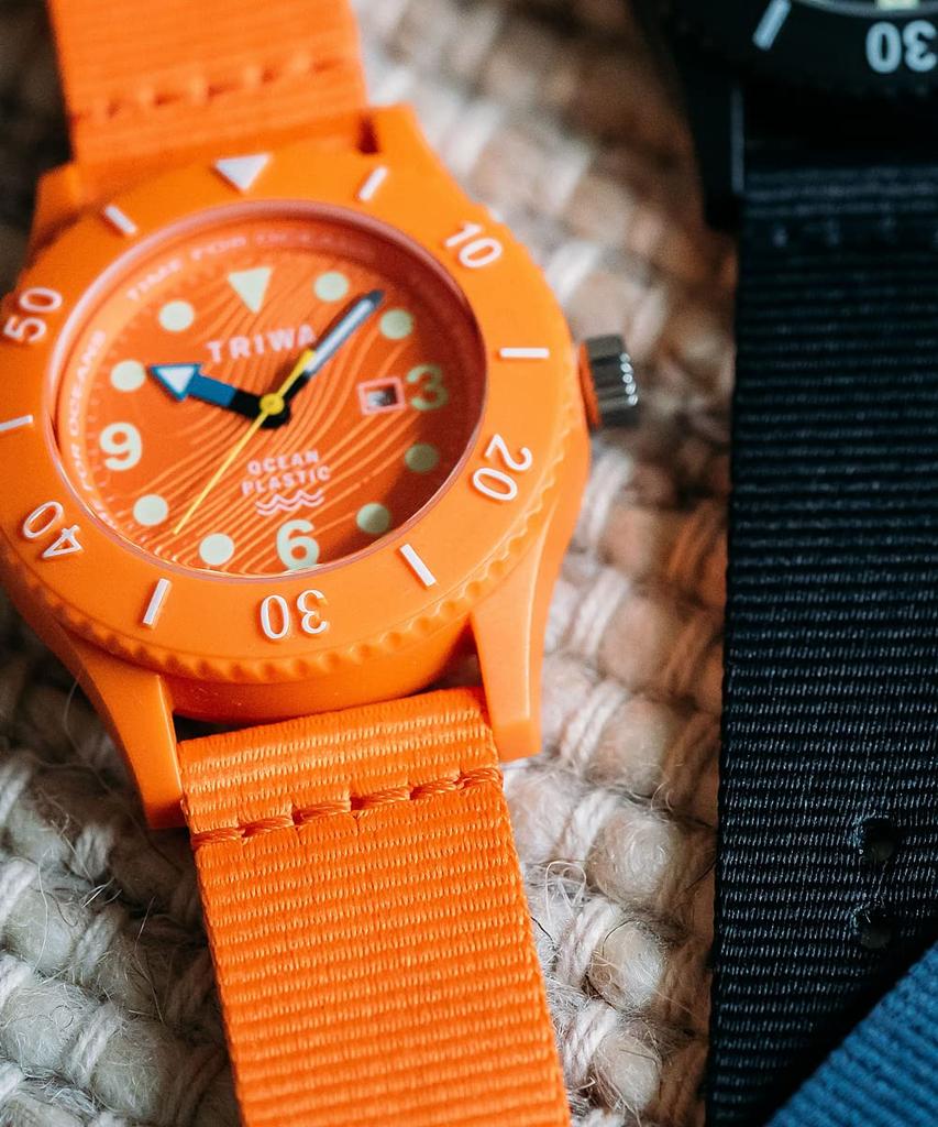 Watch TIME FOR OCEANS SUBMARINER NEMO Orange Official Import Swedish Nordic Design Recycled Nylon Strap TRIWA/Triwa Men's & Women's (Unisex)