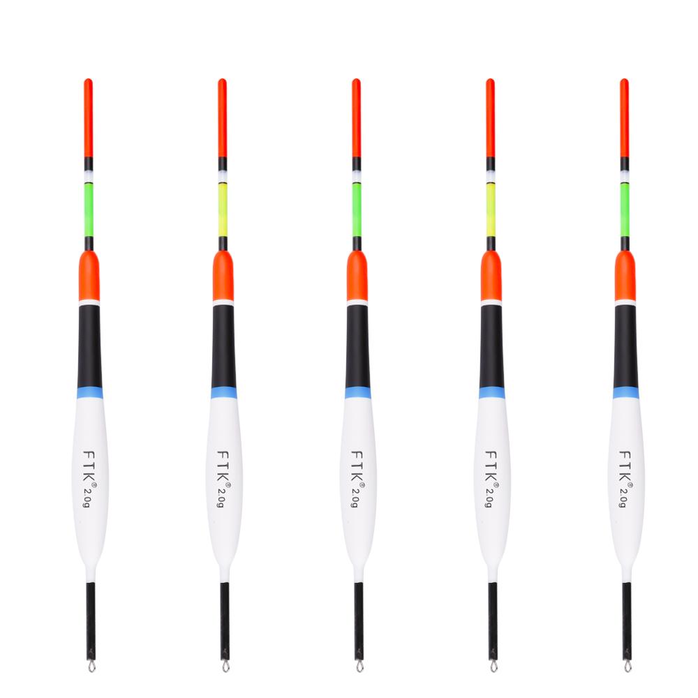 FTK Angelposen Set 5 Stück Schwimmer Bobber Posen Fluktuieren Mischgröße Farbe Pose Schwimmer für Angelzubehör 2g black