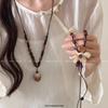 Zen-Inspired Wooden Beads White Jade Bodhi Necklace with Retro Niche Design – Long Sweater Chain for Women.