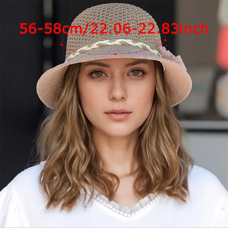 WTEMPO Elegant Floral Bow Decorated Sun Hats Breathable Foldable Hollow-out Caps Spring Summer Fashion Versatile Casual Beach Fishing Hats