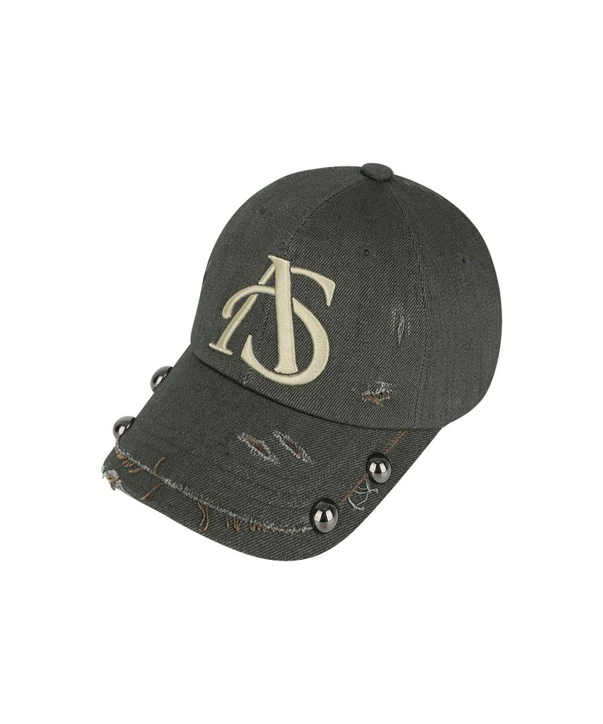 Aejeuyua Damaged Studded Ball Cap Khaki
