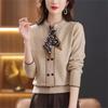 Korean Female Round Neck Pullover Knit Women Fashion Large Size Knitted Coat Autumn Ladies Tie Up Sweater Short Jacket