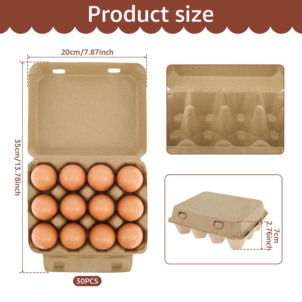 20/30 Pcs Egg Storage Box 3x4 Style Paper Pulp Empty Egg Cartons Reusable Cardboard Egg Cartons Multi-purpose Organizer for Home