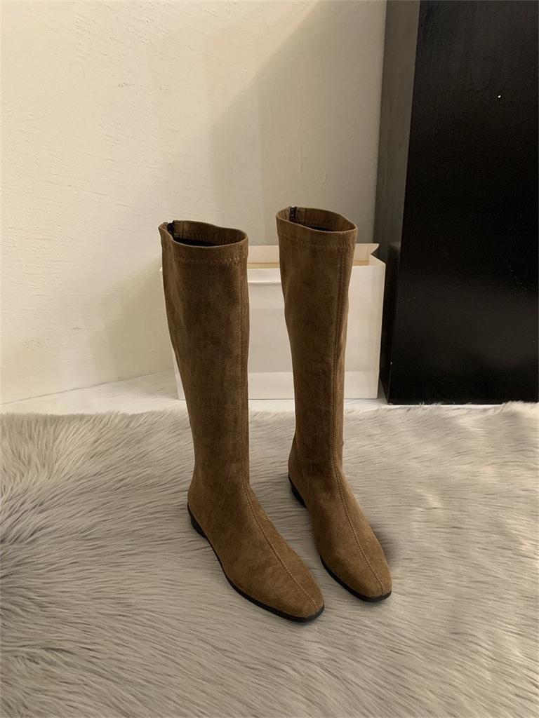 Thick heel pointed head suede thin long boots shoes new season Korean version long boots medium tube knight boots