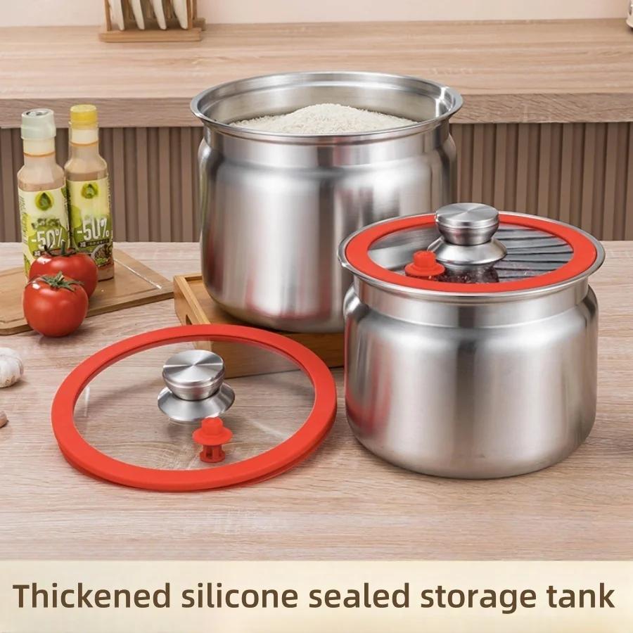 Leakproof Stainless Steel Kitchen Storage Jars Rustproof Large Capacity Airtight Containers for Dry Foods Grains Coffee
