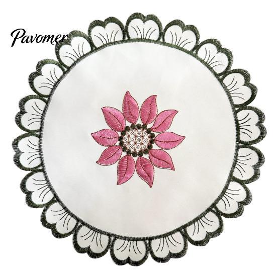 Retro Sunflower Lace Coasters Flower Shaped Placemat with Embroidered Pattern, Pastoral Style for Dining Table, Exquisite Table Covers Heat Resistant