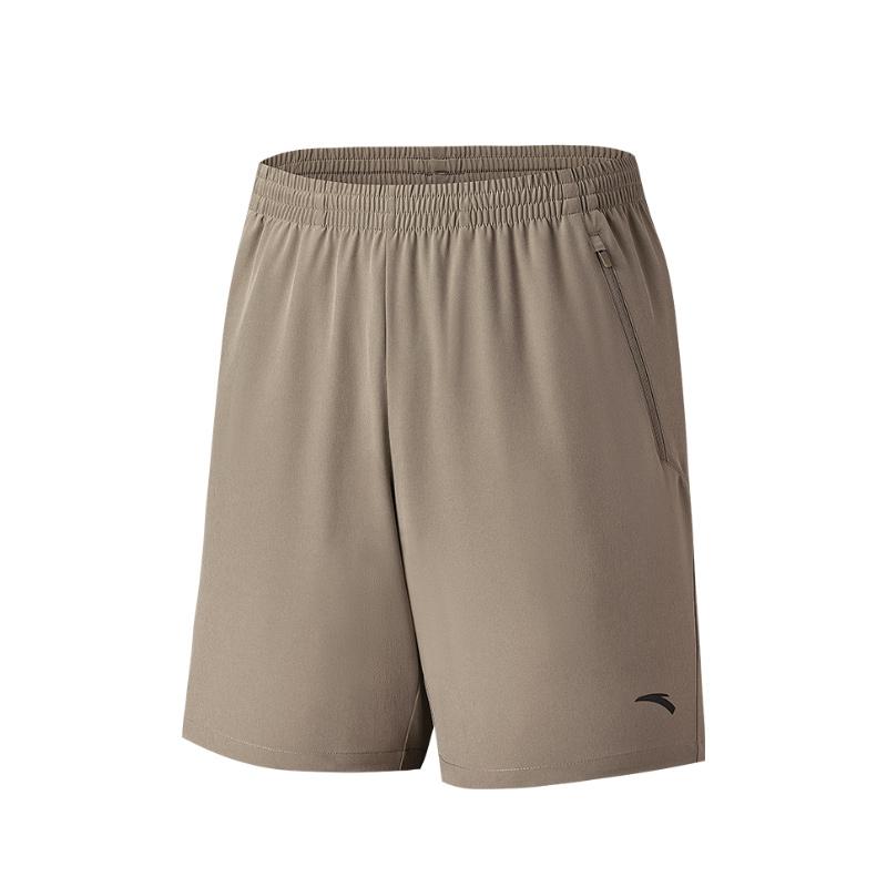 Anta Training Series Solid Color Mid-Rise Comfortable Breathable Versatile Straight-Cut Casual Shorts Men Shorts Gray 952527520-1