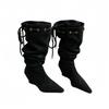 Miting Pointed Pile Boots Women's Boots 2025 Autumn and Winter Heel Suede Strap Pleated Retro Tall Knight Boots