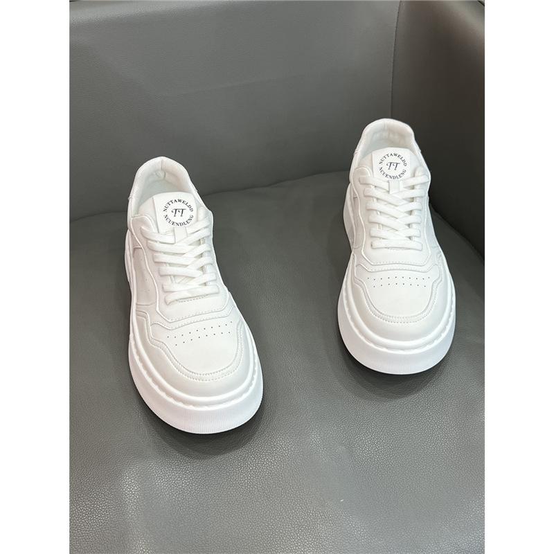 Chaussures à Lacets en Cuir Style Européen Homme Automne Respirantes Sportives Décontractées Polyvalentes Légères Semelle Épaisse Chaussures Blanches Ysd