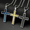 Christliches zweifarbiges doppelt drehbares Kreuz Edelstahl Jesus Amulett Anhänger Halskette für Frauen Männer Goldfarbene Kette Schmuck
