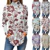Naiste T-särgid Sügises vabaaja pikkade varrukatega särgid Vintage trükitud kõrge kaelusega pullover