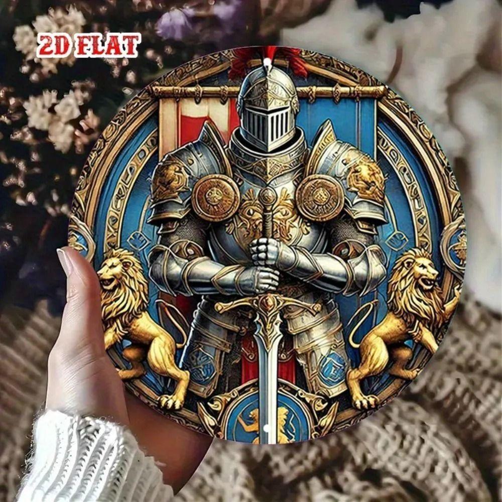 Round Metal Poster, Retro Embossed Viking Shields, Home & Garage Decor