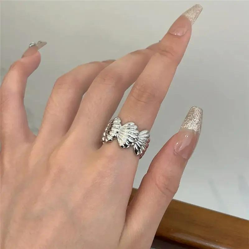 

Charm Punk Parallel Bar Silver Color Ring for Women Minimalist Geometric Metal Irregular Line Open Rings Statement Jewelry Gifts
