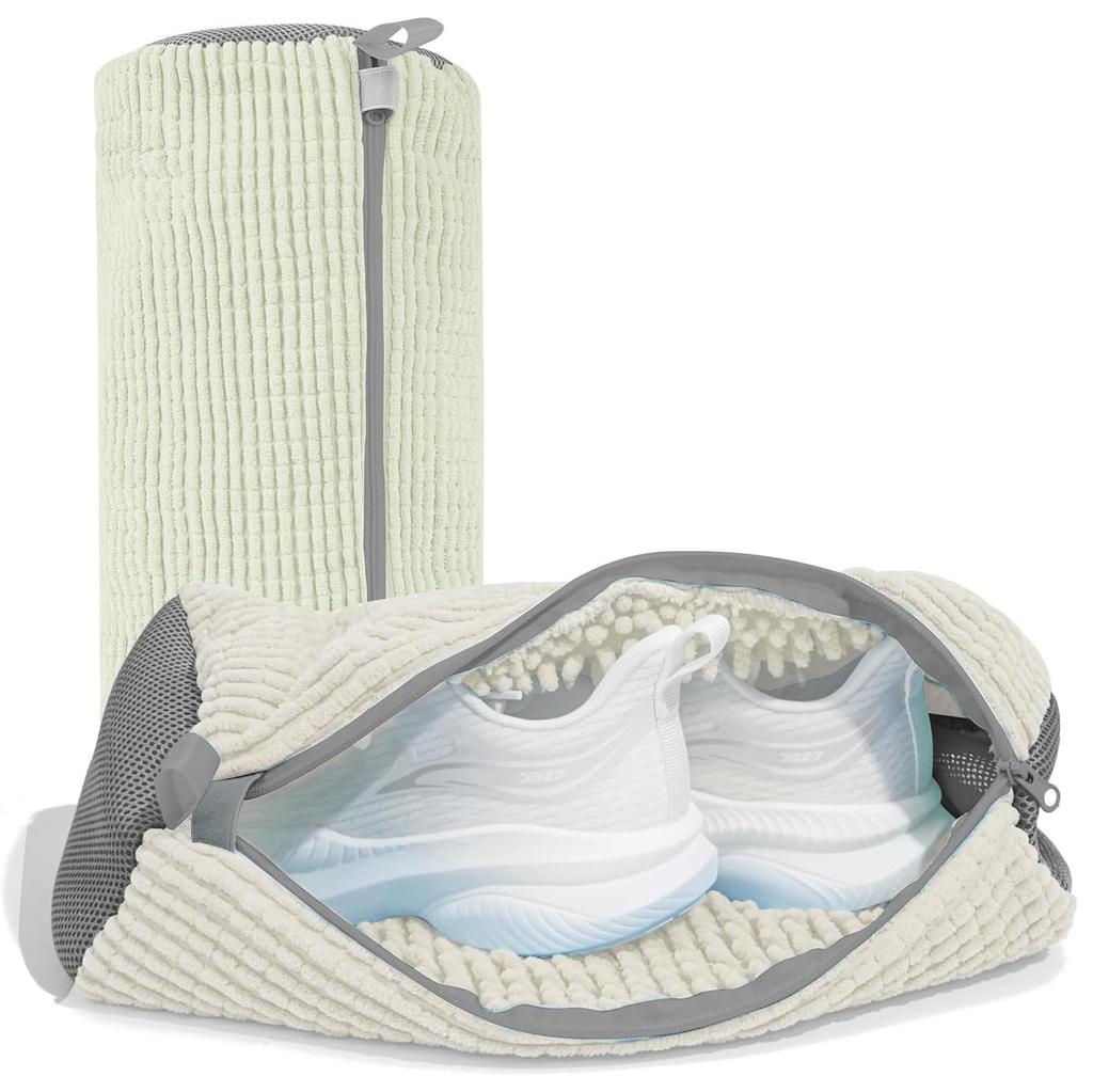 Yellow and Blue Chenille Laundry Bag with Zipper for Washing Shoes
