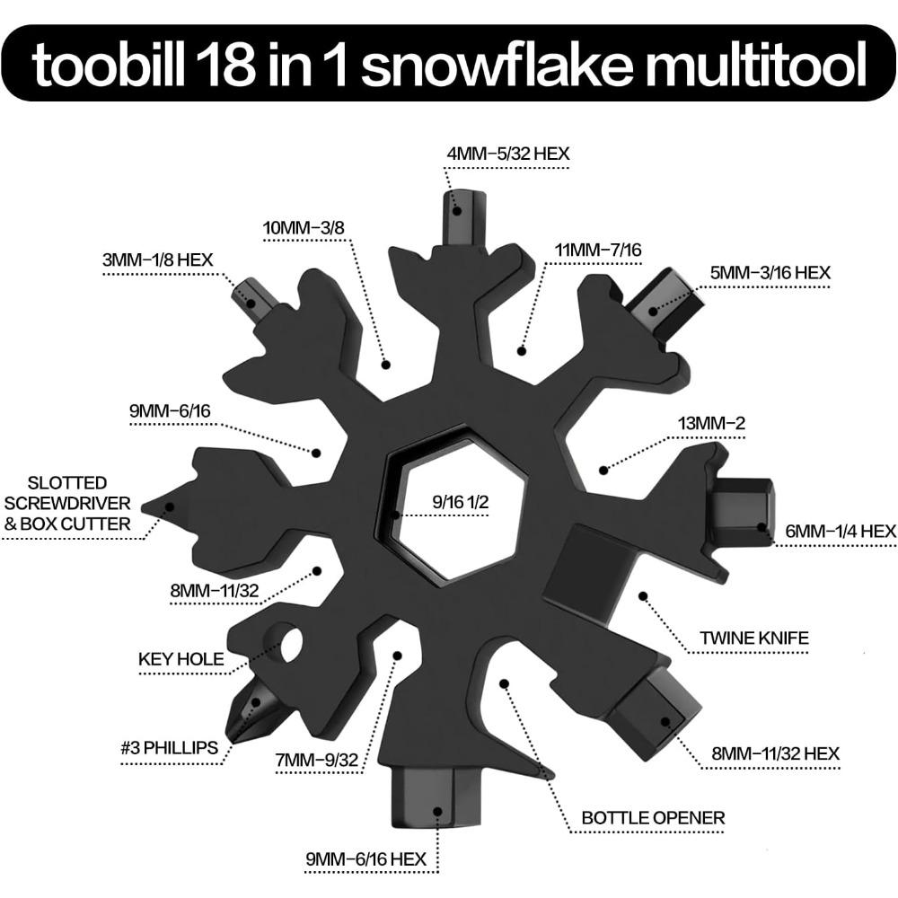 Multiutensile 18 In 1 A Forma Di Fiocco Di Neve | Acciaio Inossidabile Con Cacciaviti E Apribottiglie | Regalo Uomo, Riempitivo Calza Natale