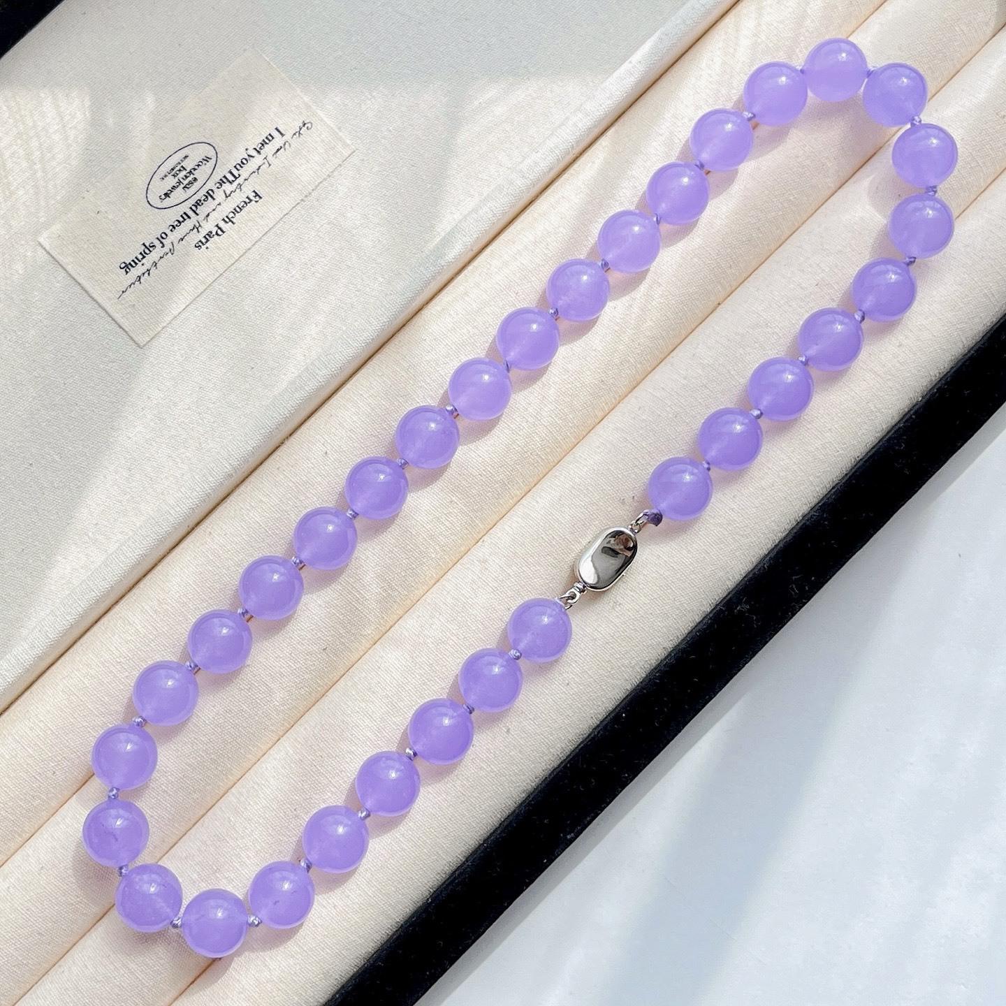 12Mm Violet Emerald Quartzite Stone Bracelet Necklace