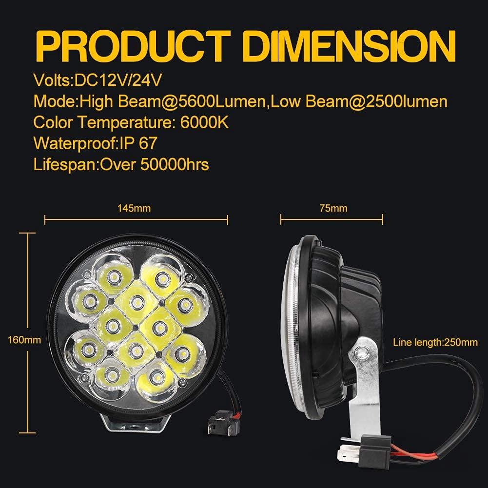X-STYLE 36W LED světlomet pro nákladní vozidla, dálková/potkávací světla, bílý, 5,75 palce, 12 V, 24 V,