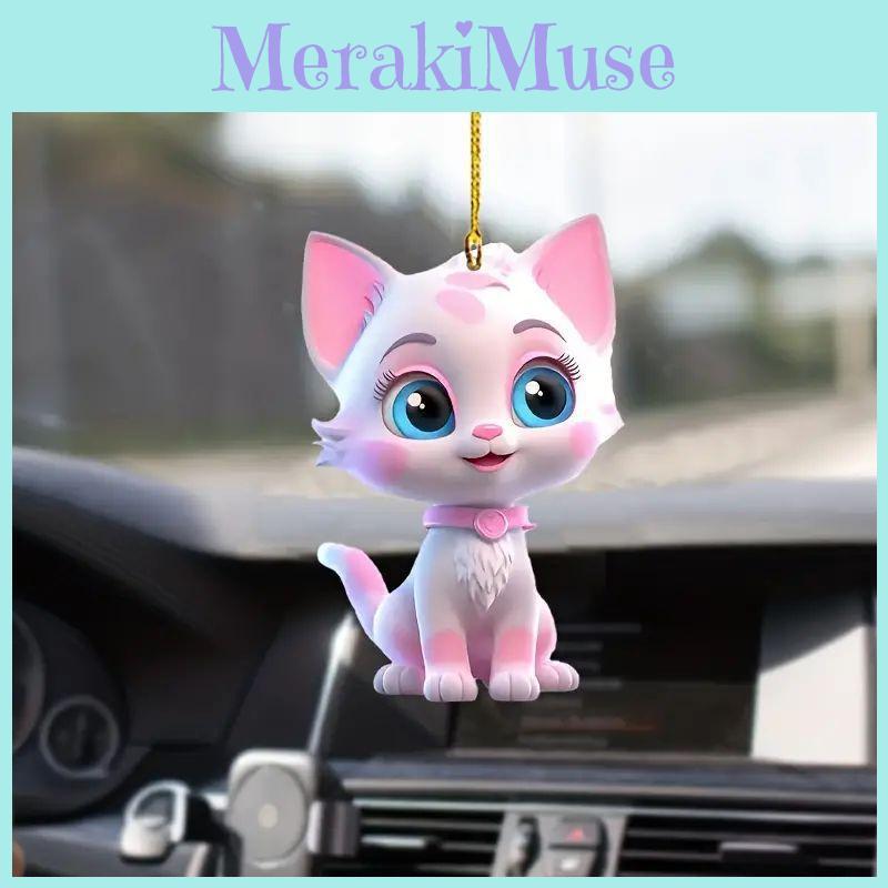 Adorable Pink Acrylic Cartoon Style Car Hanging Decoration For Trendy Vehicle Decor