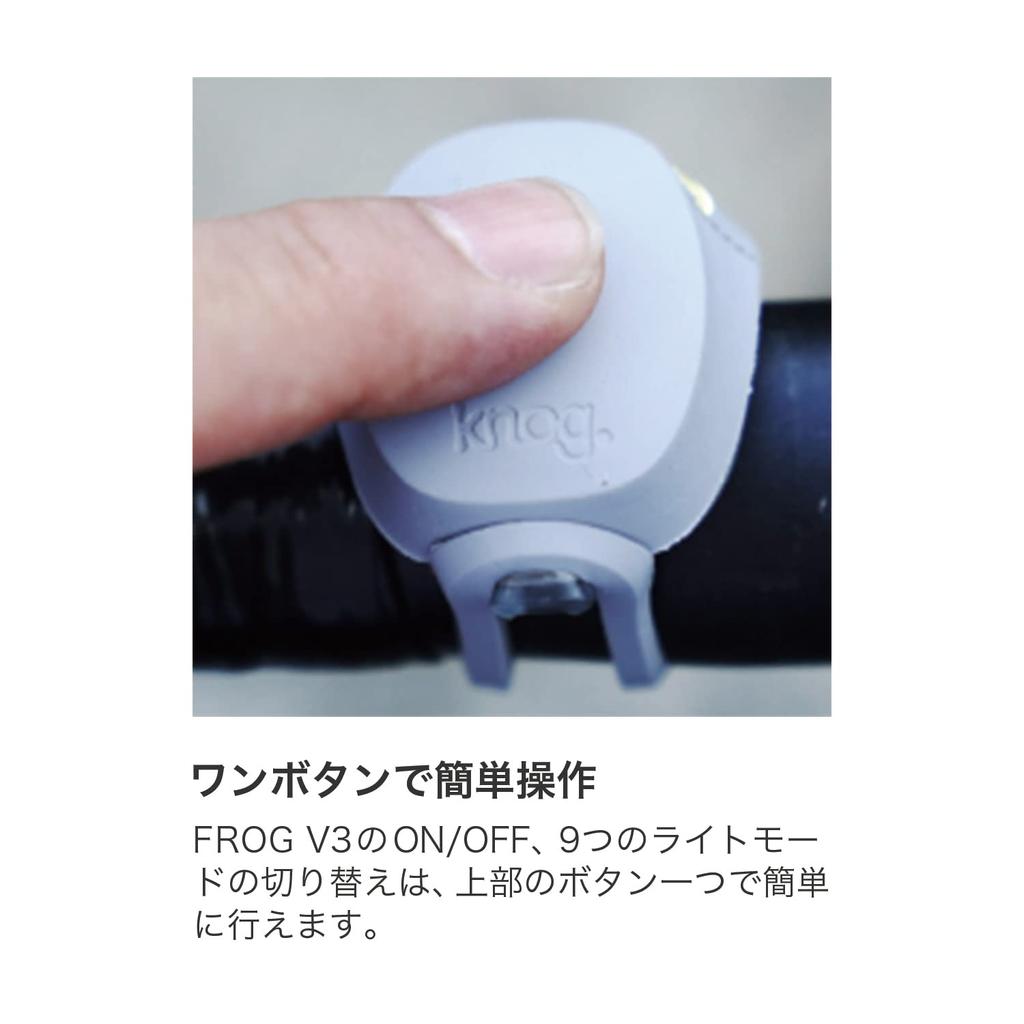 Japanisches KNOG Fahrrad-Front-LED-Licht FROG V3 FRONT SPIDER BLACK Spider Black 40 Lumen Leichtes Wiederaufladbares LED-Licht [Originalprodukt]