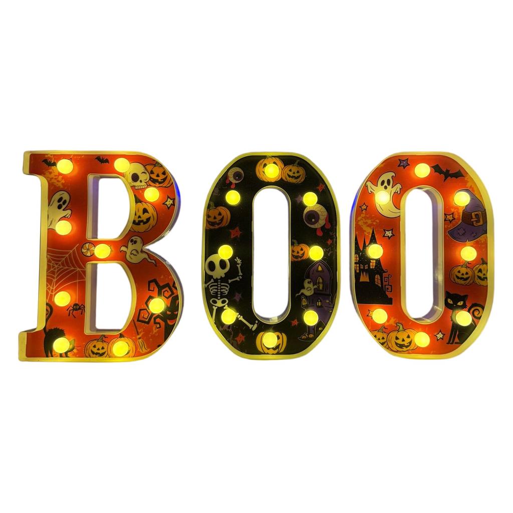 LED Halloween Letter Lights Festival Luminous Letter Horror Desktop Scene Layout Atmosphere Props Decoration Lights, Desktop Ornaments