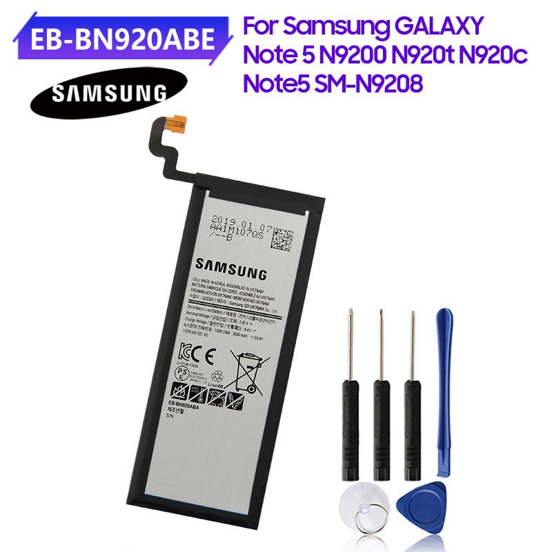 

Оригинальный сменный аккумулятор EB-BN920ABE EB-BN920ABA для Samsung GALAXY Note 5 Note5 N920I N920G N920G/DS N920T N920A N9200 N9208 NFC 3000 мАч