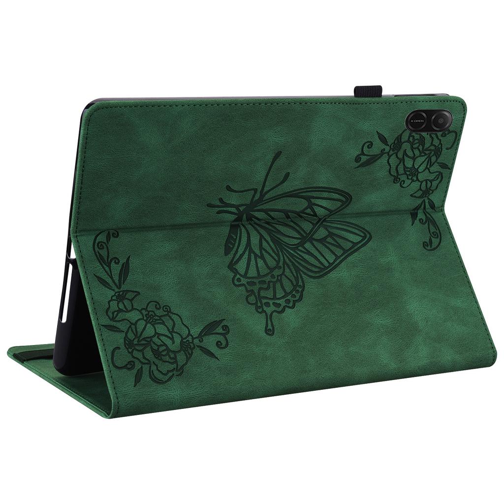 For Honor Pad X8a Case Butterfly Flower Imprint PU Leather Tablet Cover with Card Slots
