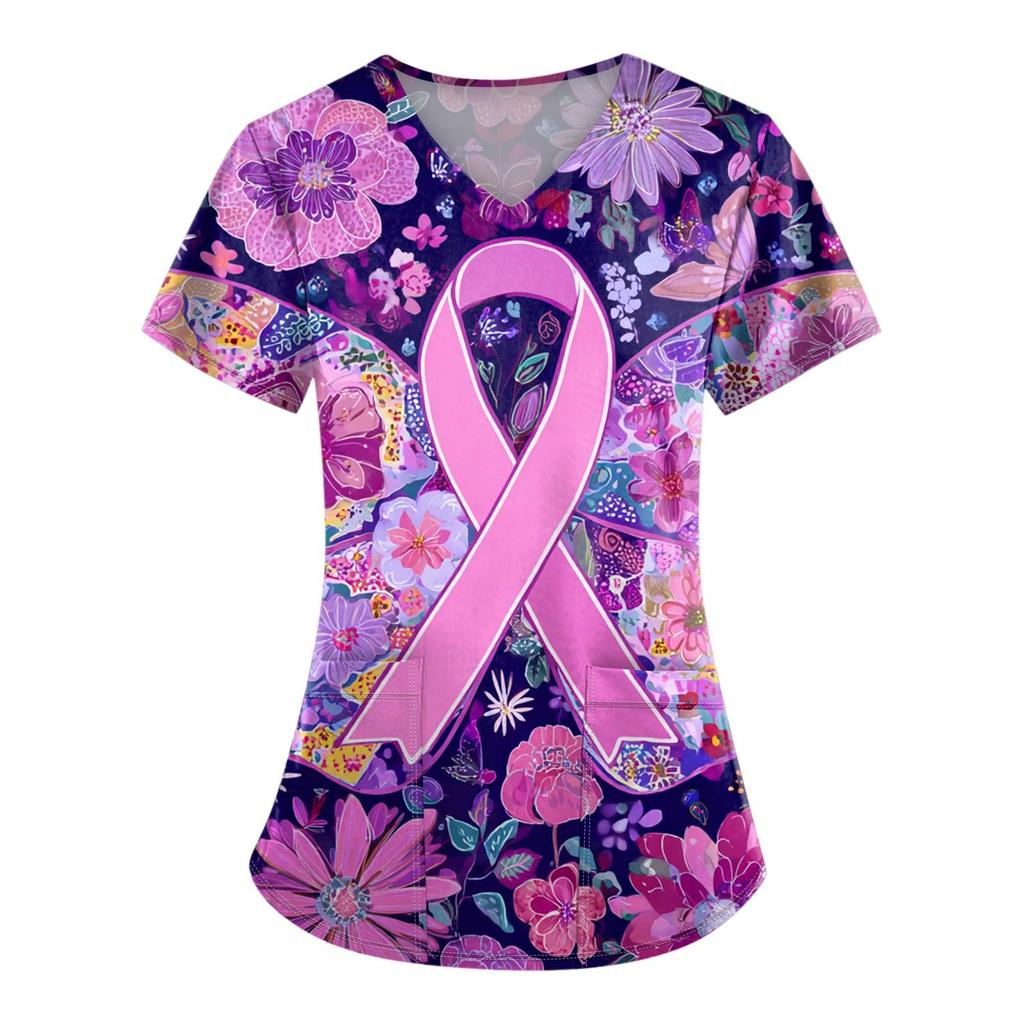 Dámská móda Overal s V výstřihem a krátkým rukávem s kapsami Potištěné topy Oblečení