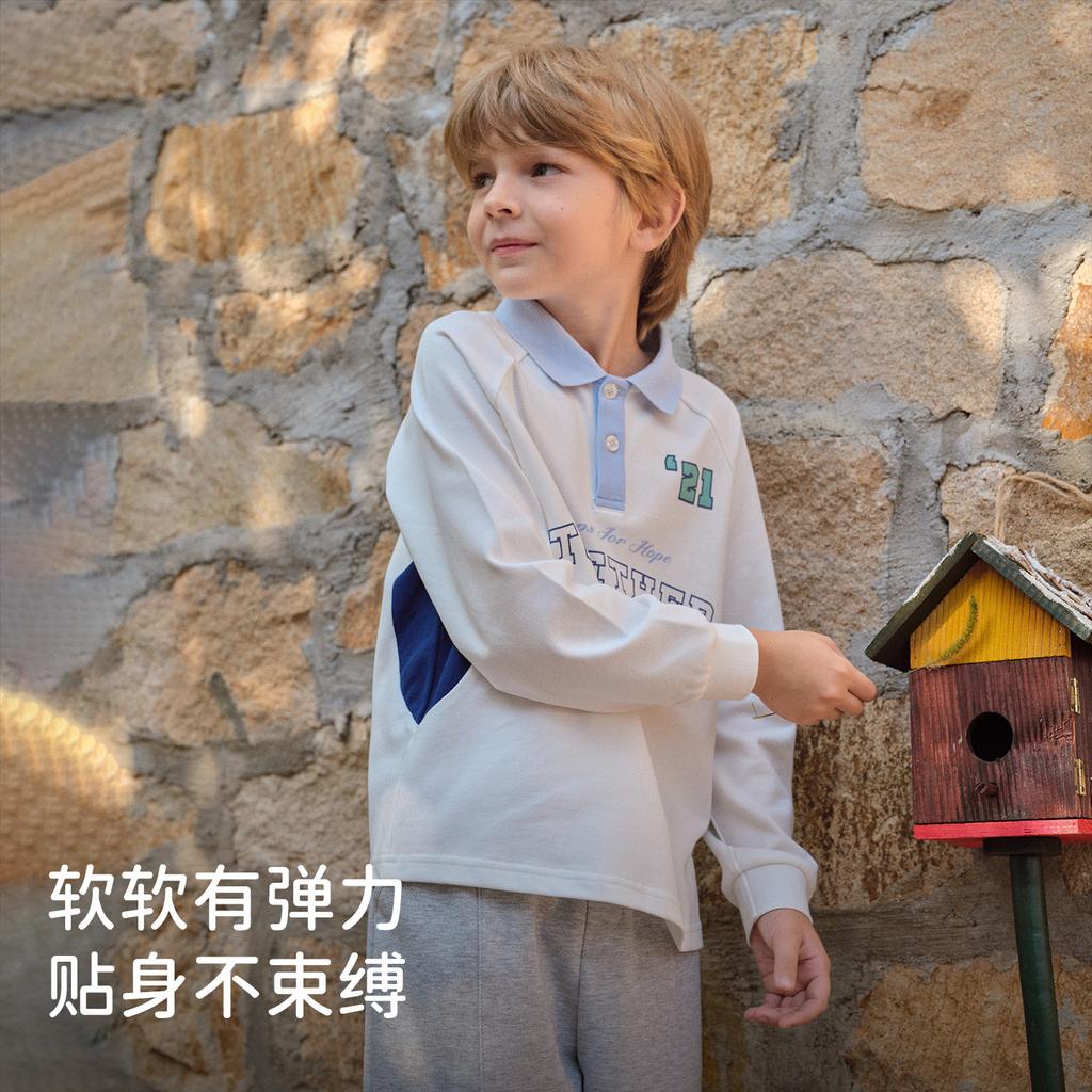 David Bella Boys' Polo Shirt Spring Dress New Children's College Style T-shirt Middle and Large Children's Base Shirt