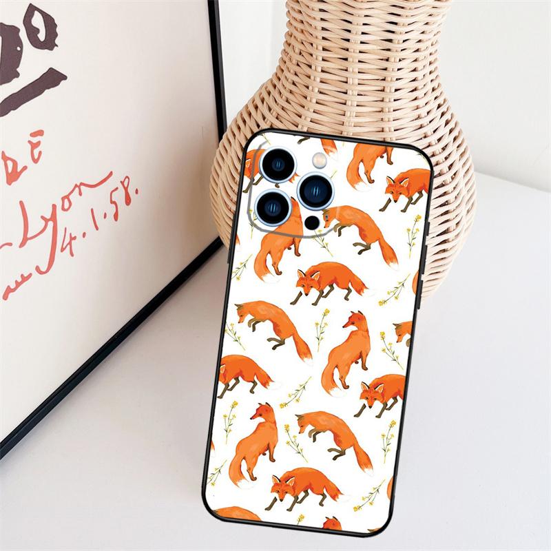 Cartoon Foxes Animal Phone Case For iPhone 16 Pro Max 14 13 12 11 15 17 Pro Max Mini 15 16 Plus 16e Back Cover