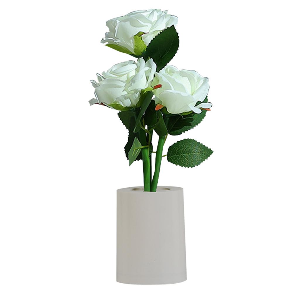 3 Head LED Chinese Rose Table Lamp Creative Bedside Night Light Simulation Flower Decorative Desk Lamp for Bedroom Living Room