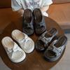 Thick-bottomed new Chinese style slippers women's summer new fashion outer wear beautiful French cross high-end sandals