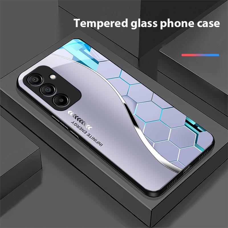 Sci Fi Silver White For Samsung Galaxy A15 5G 54 4G 51 50 24 35 90 71 12 51 53 52S 80 22 34 Black Tempered Glass Phone Case